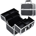 Professional Makeup Train Case with 4 Trays and Dividers - Lockable Portable Cosmetic Organizer for Artists and Crafters - Black