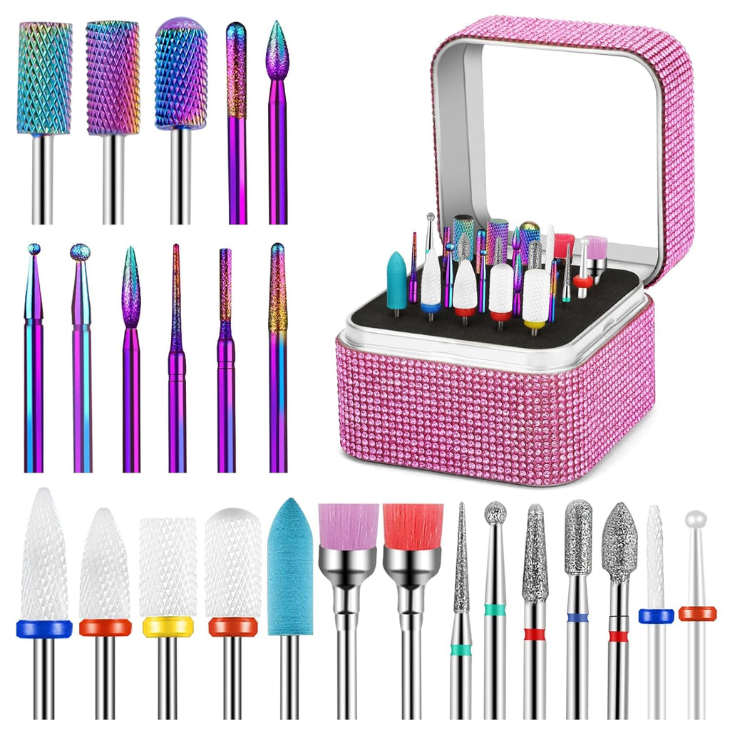 25Pcs Nail Drill Bits Set with Storage Box