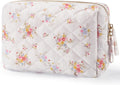 Medium Makeup Bag Floral Cotton Quilted Cosmetic Travel Bag