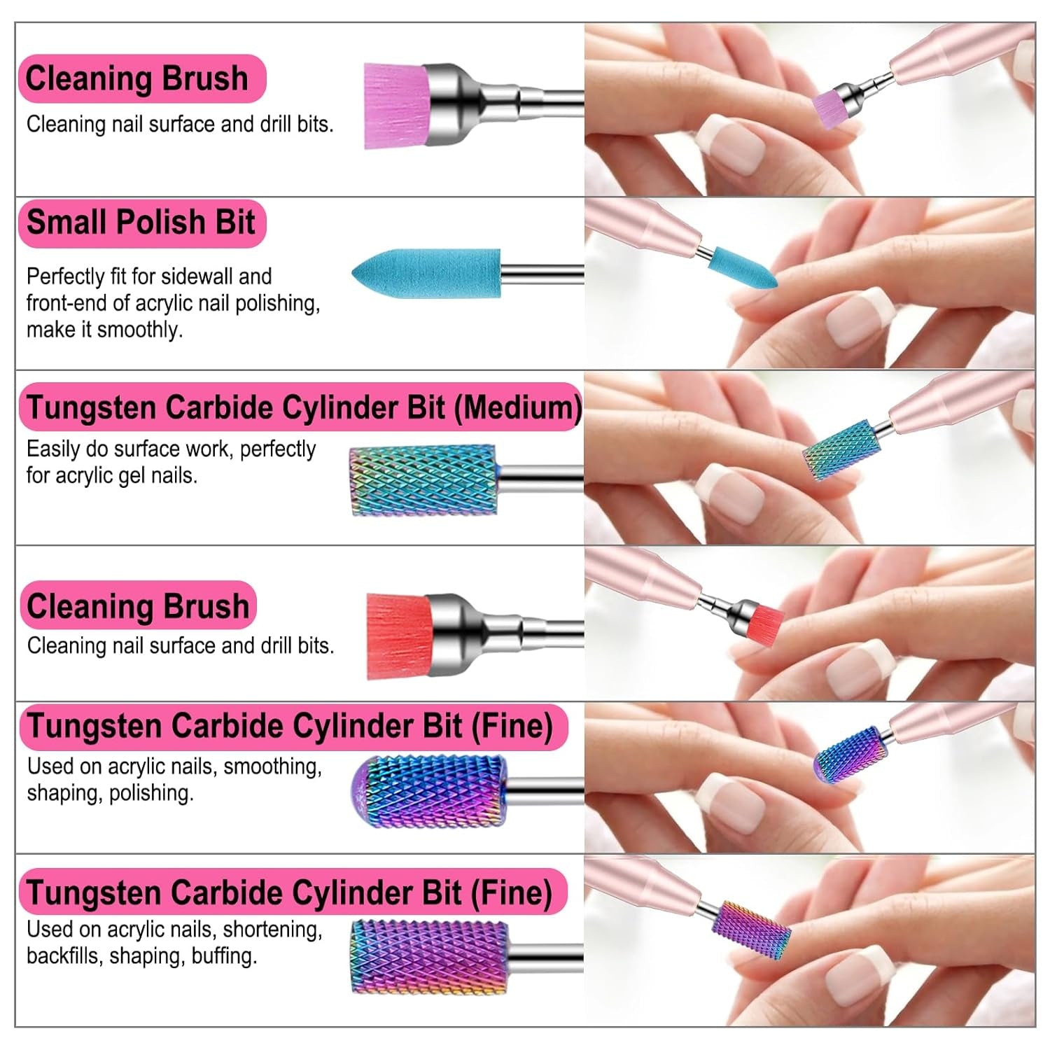 25Pcs Nail Drill Bits Set with Storage Box