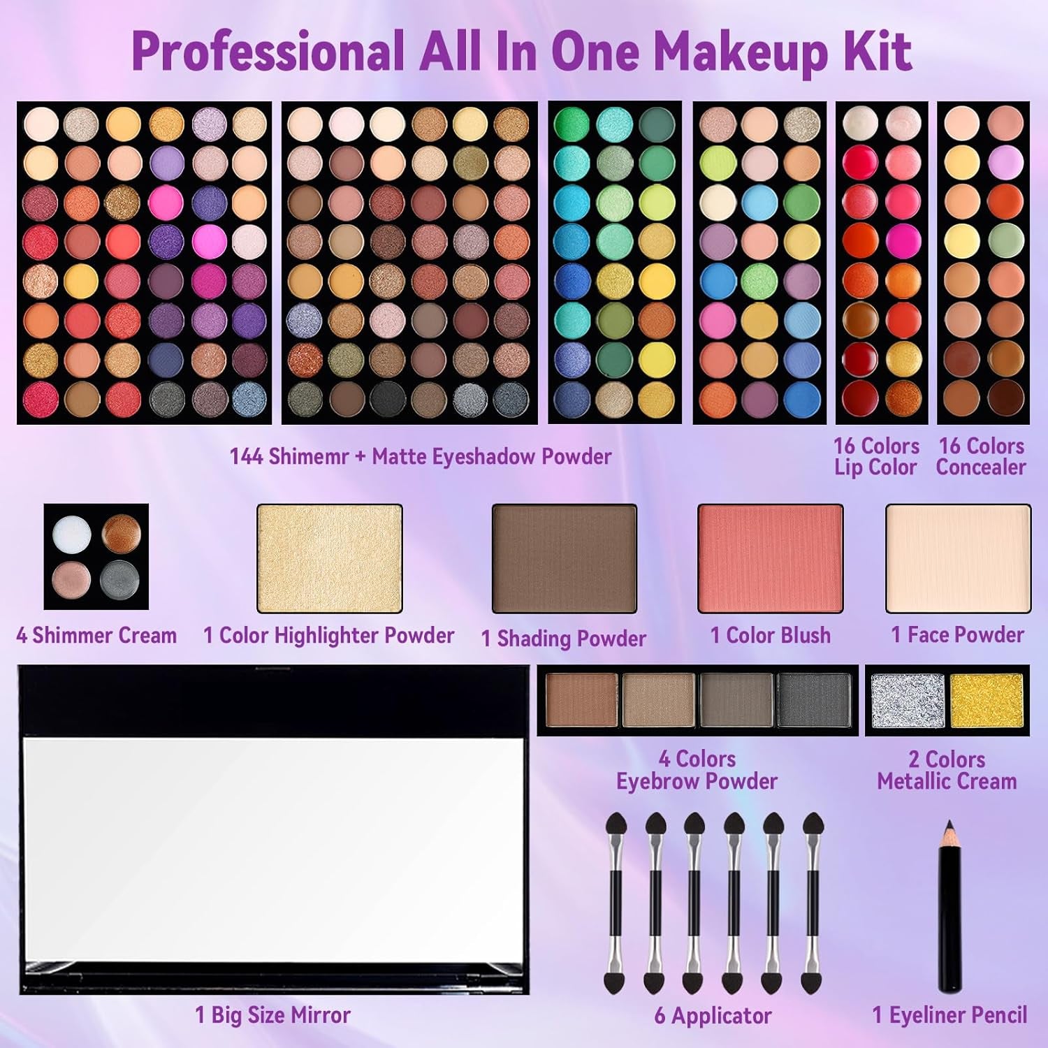 Women Makeup Sets Full Kits - 190 Colors Cosmetic Make up palette Kit